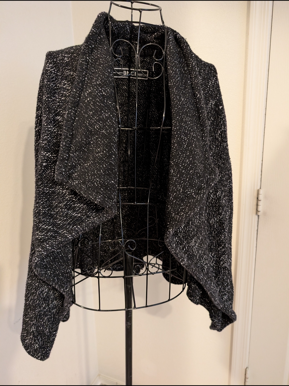 Blanc noir Black Speckled Open-Front Cardigan
